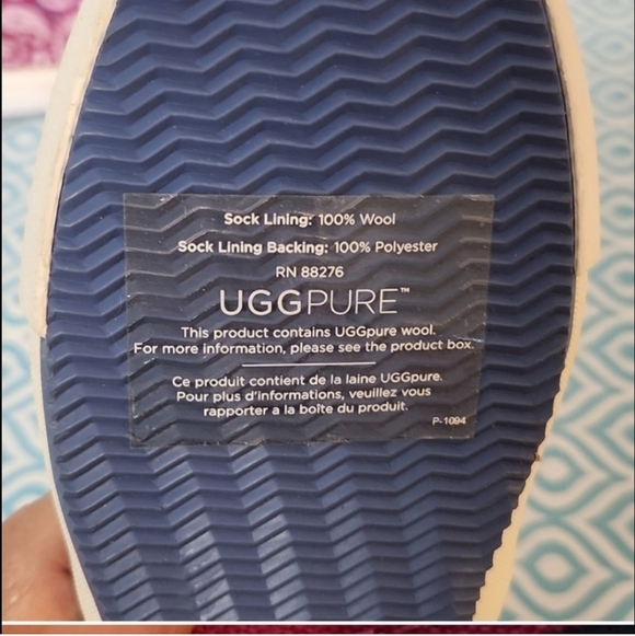 Ugg pure Size 7 Paisley canvas slip on sneakers 100% wool foot bed Nwot - Picture 7 of 8